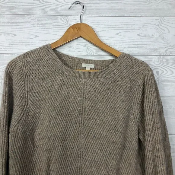 Talbot's Women's Size XL Ribbed Long Sleeve Pullover Sweater Cotton Blend Beige - Picture 2 of 5